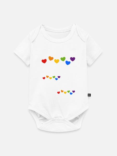 Regenbogenherzen Stolz - Baby Premium Kurzarmbody - Weiß