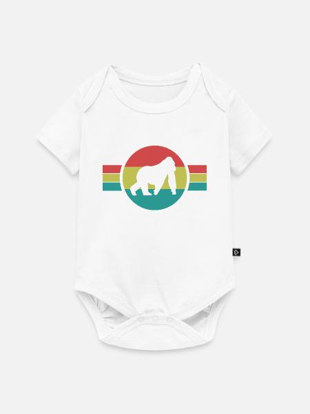 Affe Silhouette Retro - Baby Premium Kurzarmbody - Weiß