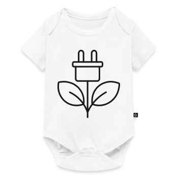 Umweltfreundliches Steckerleitungs-Symbol - Baby Premium Kurzarmbody - Weiß - Vorne