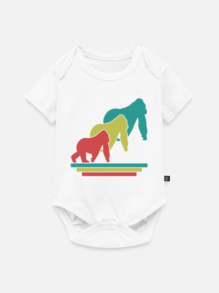 Affenfamilie Retro - Baby Premium Kurzarmbody - Weiß