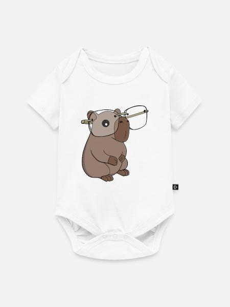 Süße, kluge Kapybara mit Nerd-Brille - Baby Premium Kurzarmbody - Weiß