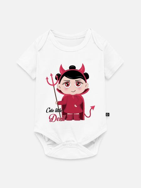 Süßes kleines Teufel-Chibi-Mädchen mit Mistgabel-Graphi - Baby Premium Kurzarmbody - Weiß