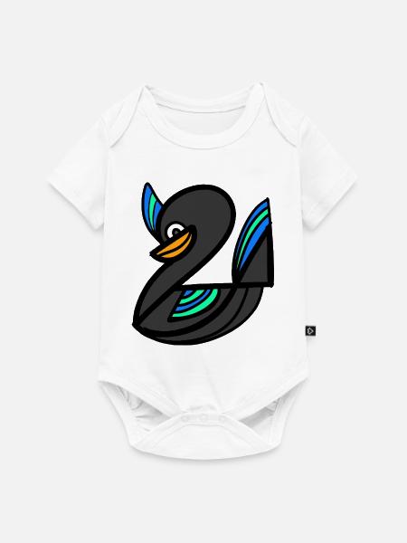 Neonschwanen-Glyphe - Baby Premium Kurzarmbody - Weiß