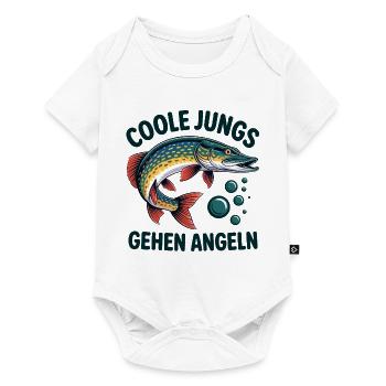 Coole Jungs Gehen Angeln - Baby Premium Kurzarmbody - Weiß - Vorne