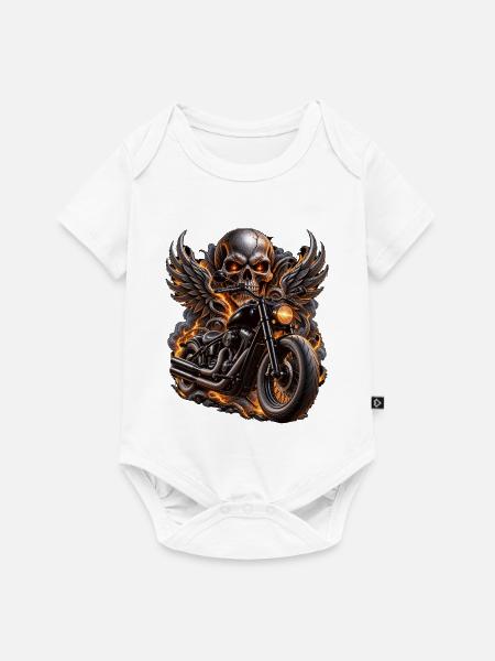 Totenkopf-Biker auf Motorrad - Baby Premium Kurzarmbody - Weiß