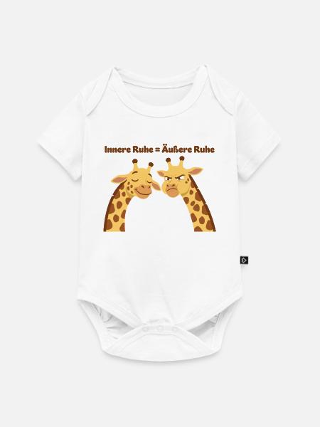 Giraffenweisheit: Innere Ruhe = Äußere Ruhe - Baby Premium Kurzarmbody - Weiß