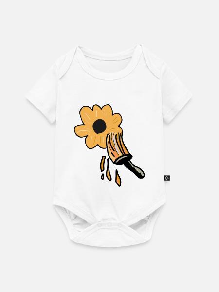 Sonnenblumen in Neonorange - Baby Premium Kurzarmbody - Weiß