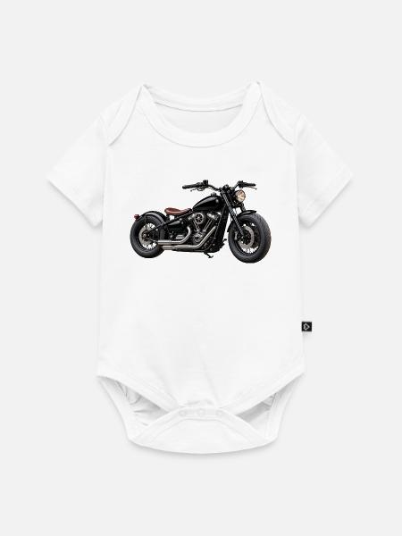 Realistisches Bobber Motorrad - Baby Premium Kurzarmbody - Weiß