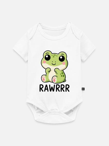 Süßer Frosch Kawaii Cartoon - Baby Premium Kurzarmbody - Weiß