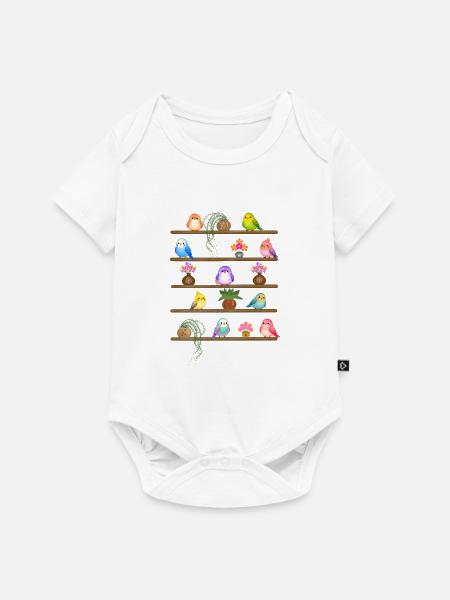 Die Blumen und die Vögel - Baby Premium Kurzarmbody - Weiß