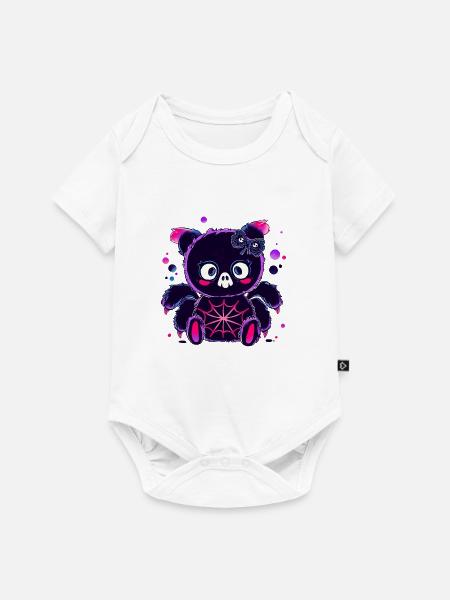 Neon Pandabär mit Spinnennetz - Baby Premium Kurzarmbody - Weiß