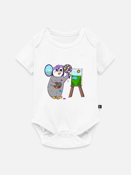 Künstler Pinguin Maler  - Baby Premium Kurzarmbody - Weiß