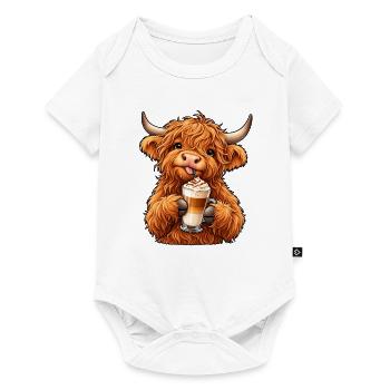 Highland Cattle mit Latte Macchiato - Baby Premium Kurzarmbody - Weiß - Vorne