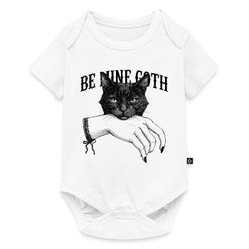 Nachtkatze Handzeichnung - Baby Premium Kurzarmbody - Weiß - Vorne