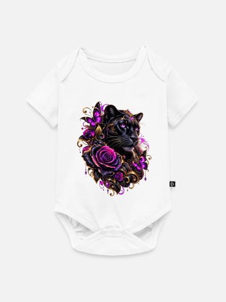 Schwarzer Panther mit Neon-Aura - Baby Premium Kurzarmbody - Weiß