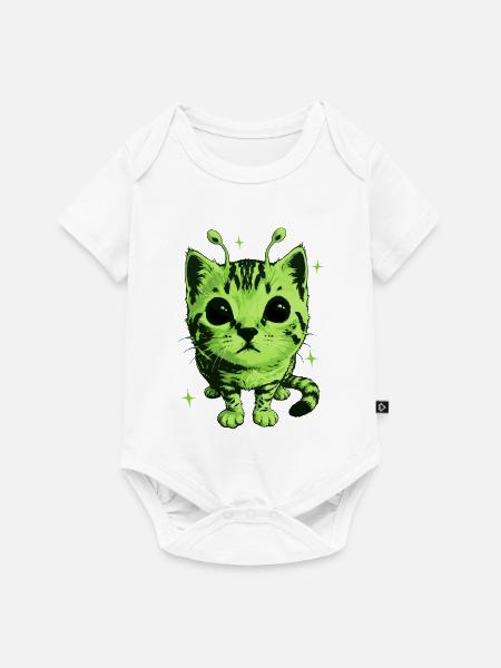 Alien Katze, Lustiges Meme, Retro Style - Baby Premium Kurzarmbody - Weiß