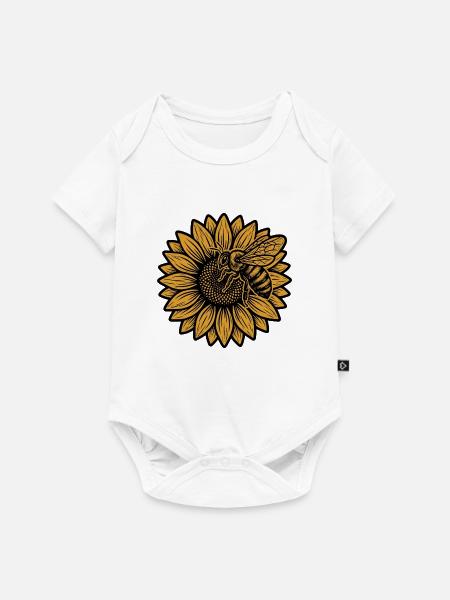 Biene auf Sonnenblume – Vintage Imker & Natur - Baby Premium Kurzarmbody - Weiß