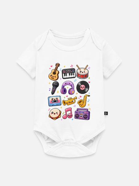 Kawaii Musik | Instrumente & Retro - Baby Premium Kurzarmbody - Weiß