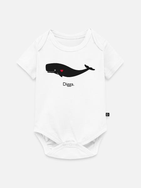 Digga Wal mit rotem Herz - Baby Premium Kurzarmbody - Weiß