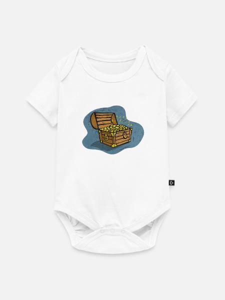 Schatztruhe mit Goldglanz - Baby Premium Kurzarmbody - Weiß