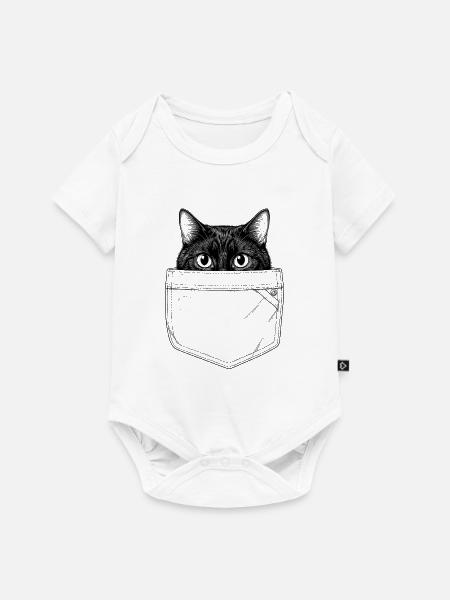Katze in der Tasche - Baby Premium Kurzarmbody - Weiß