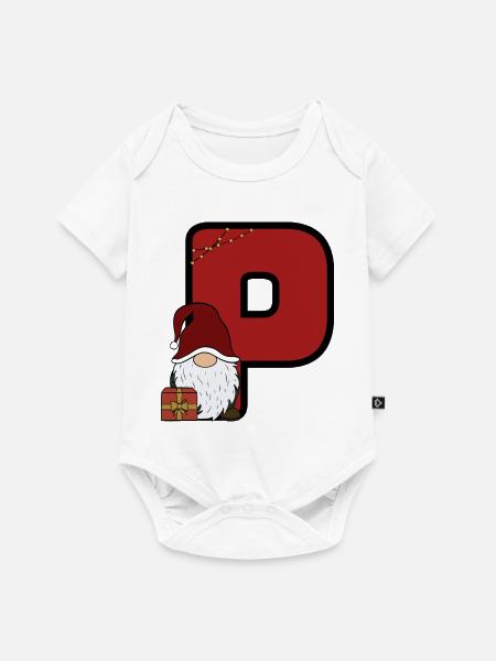 P mit Santa: Festlicher Weihnachtsgruß - Baby Premium Kurzarmbody - Weiß