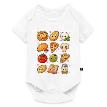 Kawaii Pizza | Italienisches Essen - Baby Premium Kurzarmbody - Weiß - Vorne