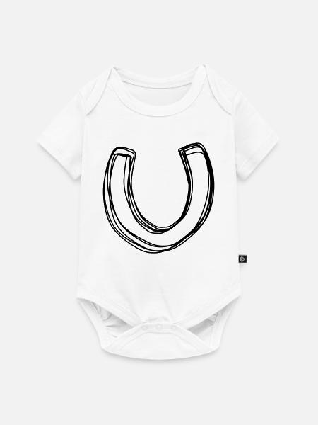 Hufeisen handgezeichnet - Baby Premium Kurzarmbody - Weiß