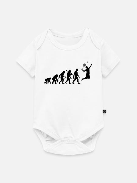 Badminton Evolution Badmintonspieler Smash - Baby Premium Kurzarmbody - Weiß