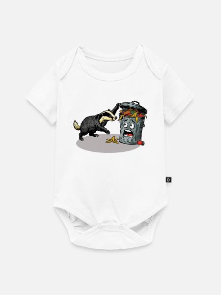 Dachs vs Mülltonne - Baby Premium Kurzarmbody - Weiß