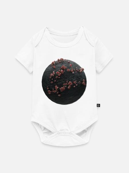 Steinkugel mit pinken Rosen - Baby Premium Kurzarmbody - Weiß