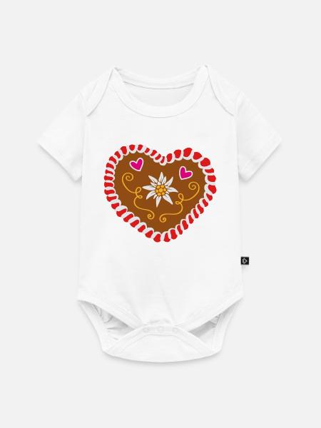 Lebkuchenherz - Baby Premium Kurzarmbody - Weiß