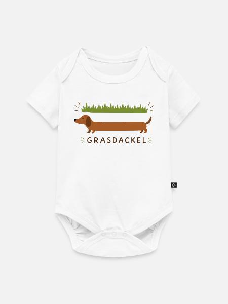 Grasdackel im Grashügel-Design - Baby Premium Kurzarmbody - Weiß
