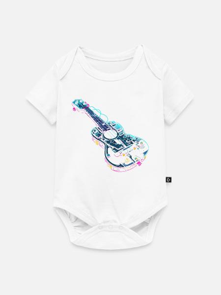 Ukulele Grafik Retro-Look - Baby Premium Kurzarmbody - Weiß
