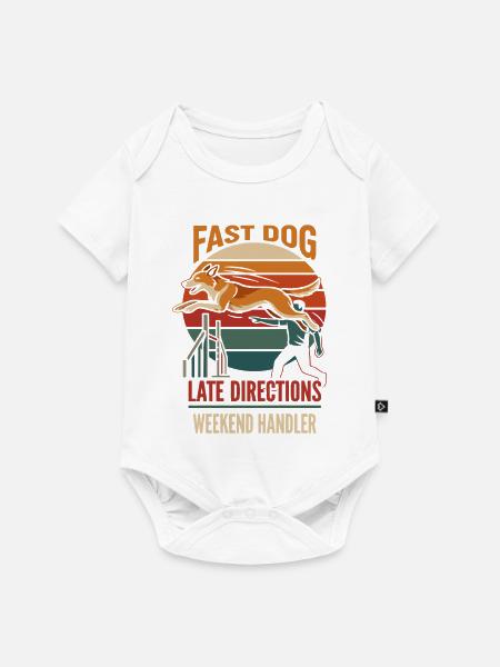 Schneller Hund im Retro Sunset - Baby Premium Kurzarmbody - Weiß