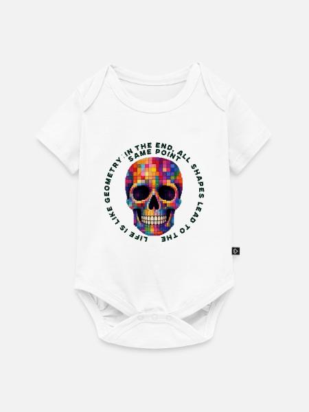 Bunter Patchwork Schädel - Baby Premium Kurzarmbody - Weiß