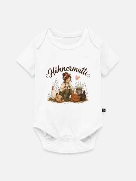 Hühnermutti im Garten - Baby Premium Kurzarmbody - Weiß