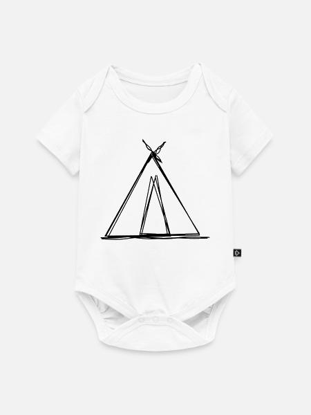 Zelt handgezeichnet - Baby Premium Kurzarmbody - Weiß