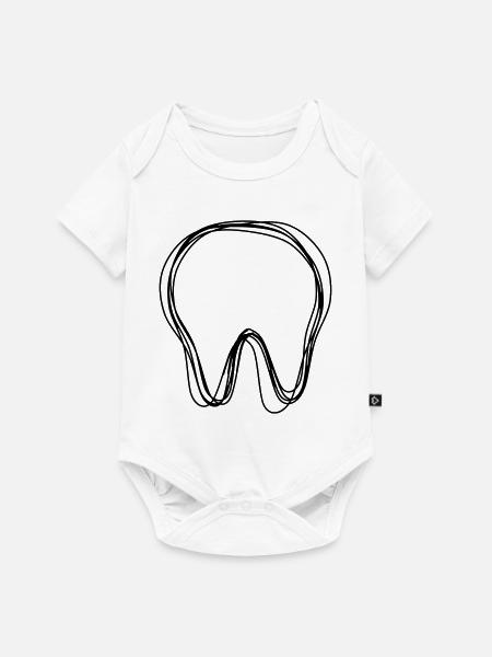 Zahn handgezeichnet - Baby Premium Kurzarmbody - Weiß