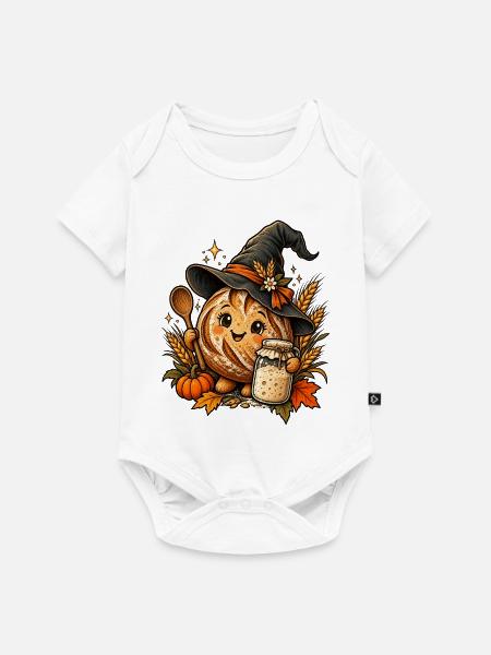 Sauerteig-Hexe mit Starterglas - Baby Premium Kurzarmbody - Weiß