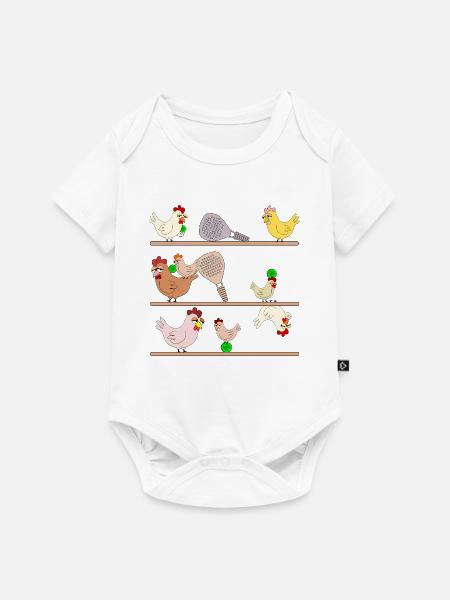 Hühnerstall Hühner Padel - Baby Premium Kurzarmbody - Weiß