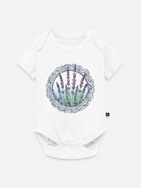 Lavendel in verzierten Rahmen Lavendelblüten - Baby Premium Kurzarmbody - Weiß