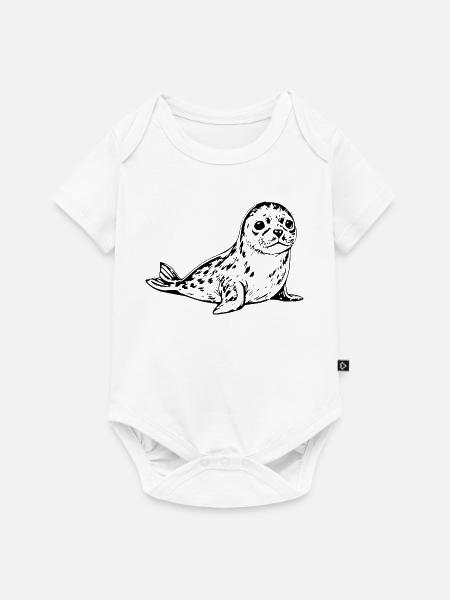 Seehund Robbe Nordsee Geschenk - Baby Premium Kurzarmbody - Weiß