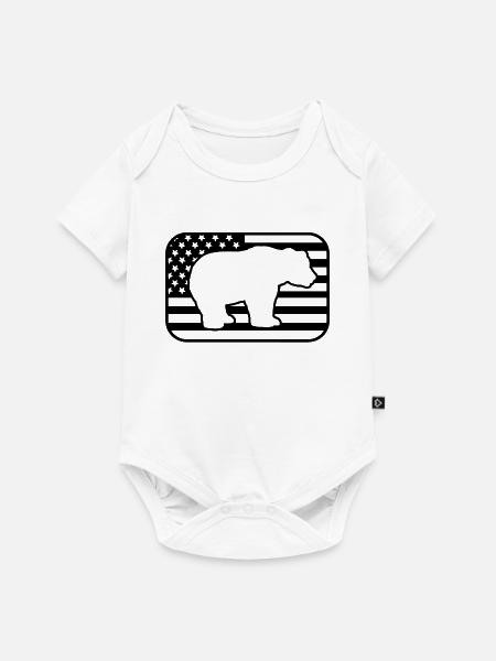 Bär Silhouette USA Flagge - Baby Premium Kurzarmbody - Weiß