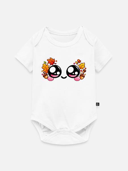 Kawaii-Herbst-Paar-Lächeln - Baby Premium Kurzarmbody - Weiß
