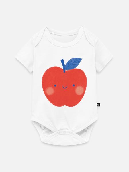 Roter Apfel lächelt - Baby Premium Kurzarmbody - Weiß