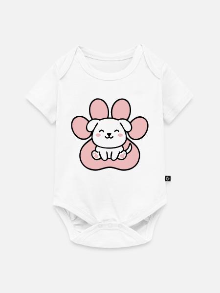 Welpe Hundepfote Grafik - Baby Premium Kurzarmbody - Weiß
