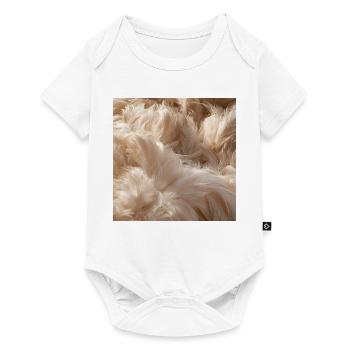Flauschige beige Federn - Baby Premium Kurzarmbody - Weiß - Vorne