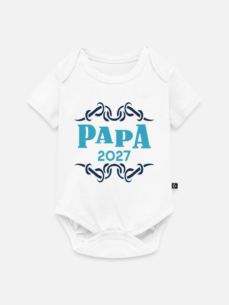 Papa 2027, Baby verkünden - Baby Premium Kurzarmbody - Weiß
