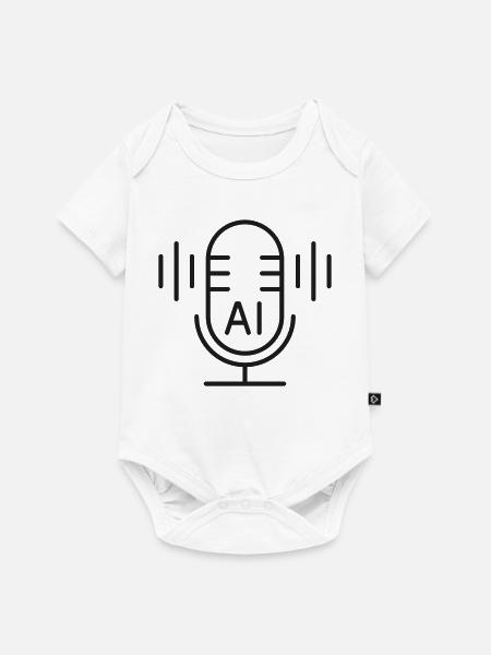 KI-Sprachassistent-Mikrofon-Zeilensymbol - Baby Premium Kurzarmbody - Weiß